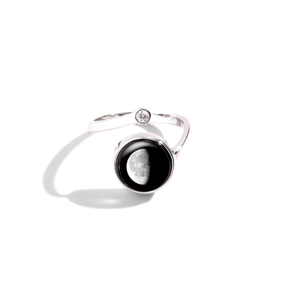 Moon Glow Cosmic Spiral Ring in Rhodium - Picture 1 of 6